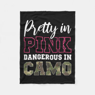Funny Camo Hunting Pink Graphic For Women And Girl Fleece Blanket