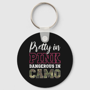 Funny Camo Hunting Pink Graphic For Women And Girl Key Ring