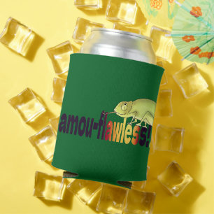 Funny Camou-flawless Chameleon Pun Can Cooler