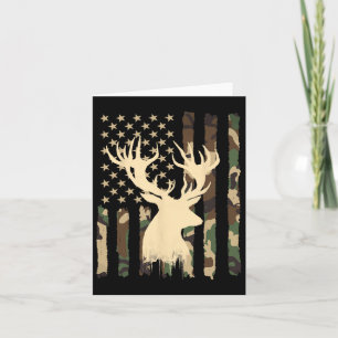 Funny Camouflage Usa Flag Whitetail Buck Deer Hunt Card