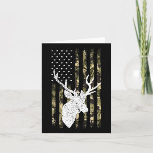 Funny Camouflage Usa Flag Whitetail Buck Deer Hunt Card