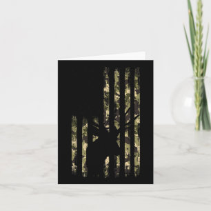 Funny Camouflage Usa Flag Whitetail Buck Deer Hunt Card