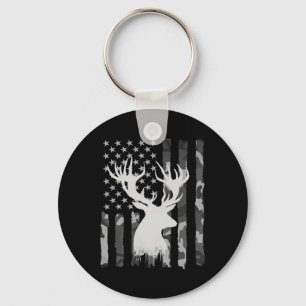 Funny Camouflage Usa Flag Whitetail Buck Deer Hunt Key Ring