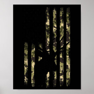 Funny Camouflage Usa Flag Whitetail Buck Deer Hunt Poster