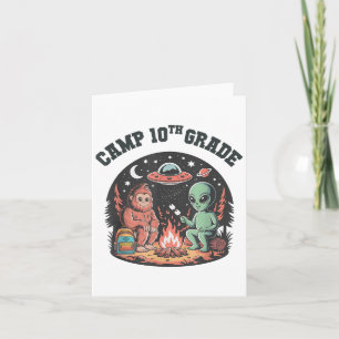 Funny Camp Out 10th Grade Bigfoot Campsite Alien C Card