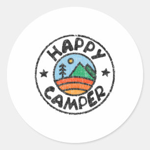 Funny Camper Happy Camping Lover Camp Vacation Shi Classic Round Sticker