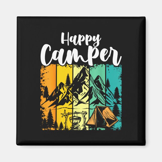 Funny camper outdoor activity camping lover happy magnet (Front)