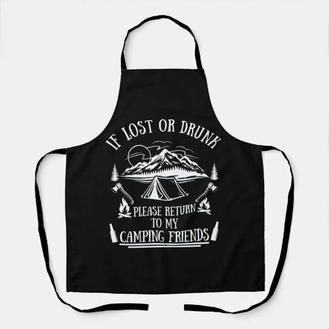 Funny camper slogan camping drinking sayings apron (Front)
