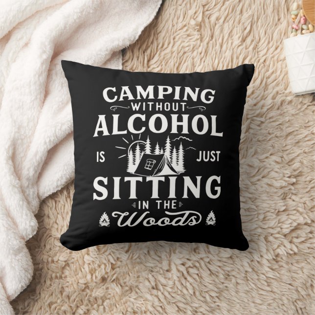 Funny camper slogan camping drinking sayings cushion (Blanket)