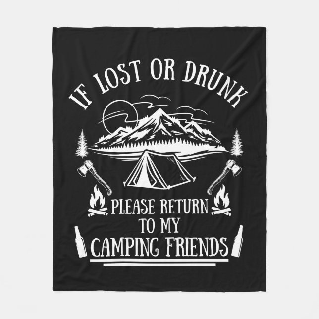 Funny camper slogan camping drinking sayings fleece blanket (Front)