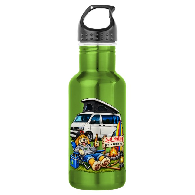 Funny Camper Van Rough Life Water Bottle (Front)