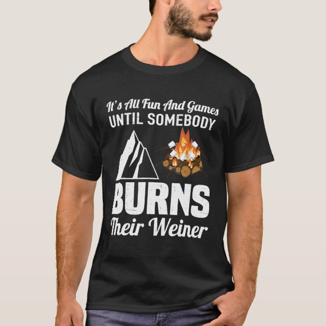 Funny Campfire Fire Weiner Camping T-Shirt (Front)