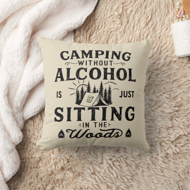 Funny Camping and Drinking saying Cushion (Blanket)