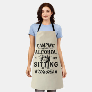 Funny Camping and Drinking Team saying Apron
