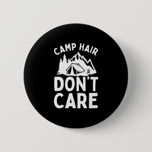 Funny camping art for men women camp hair camper 6 cm round badge