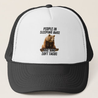 Funny camping bear - people sleeping humour cap