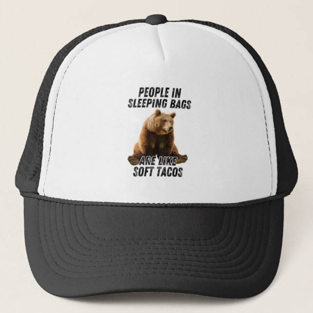 Funny camping bear - people sleeping humour cap (Front)