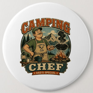 Funny Camping Chef Dads Special Vintage Pin Button