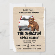Funny Camping Family Reunion Invitation with Bear