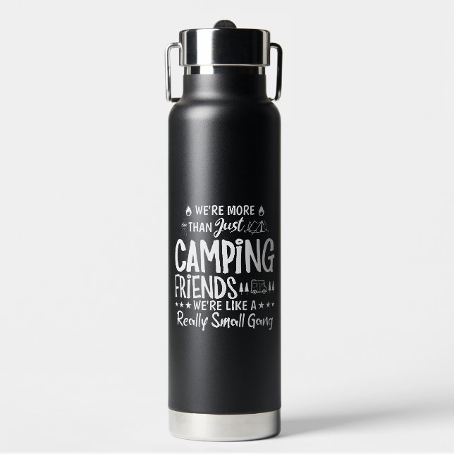 Funny Camping Friends Small Gang Gift Water Bottle (Front)