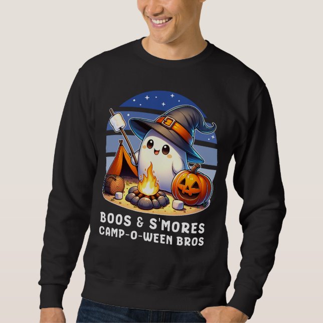 Funny Camping Halloween Boos and Smores Ghost Sweatshirt (Front)