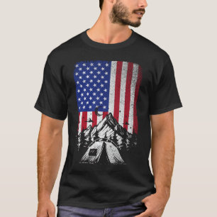 Funny Camping Hiking Lover American Flag T-Shirt