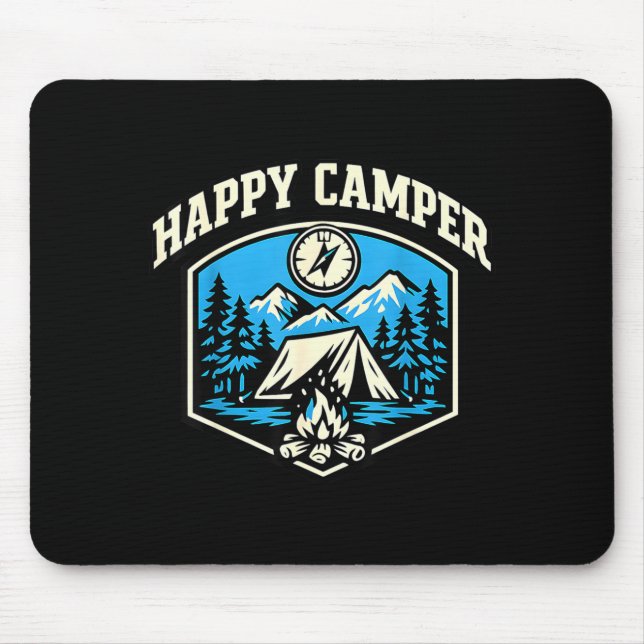 Funny camping hiking lover happy camper  mouse pad (Front)