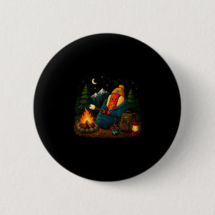 Funny camping hotdog cartoon sausage camper  6 cm round badge