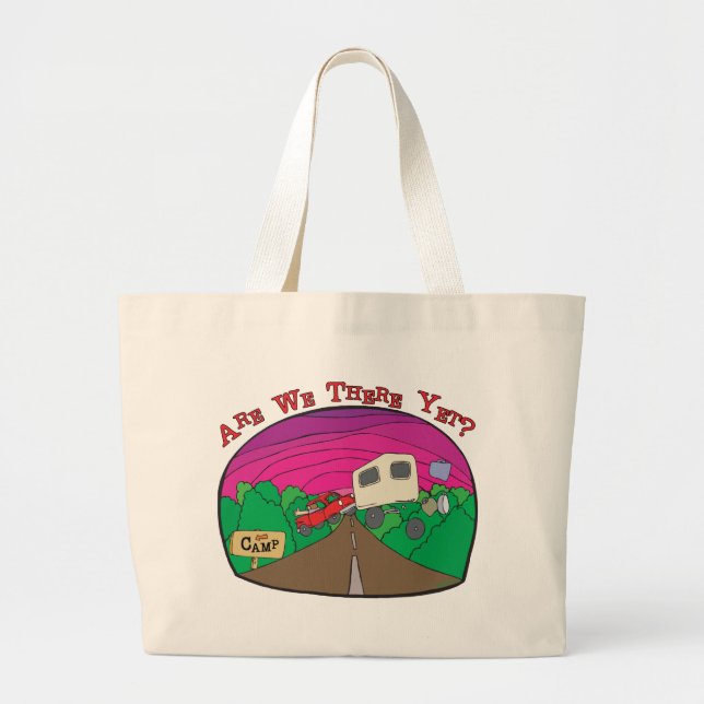 Funny Camping Large Tote Bag (Front)