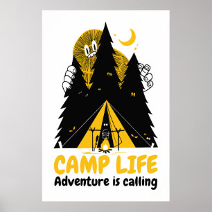 Funny Camping Monster – Camp Life Adventure Poster