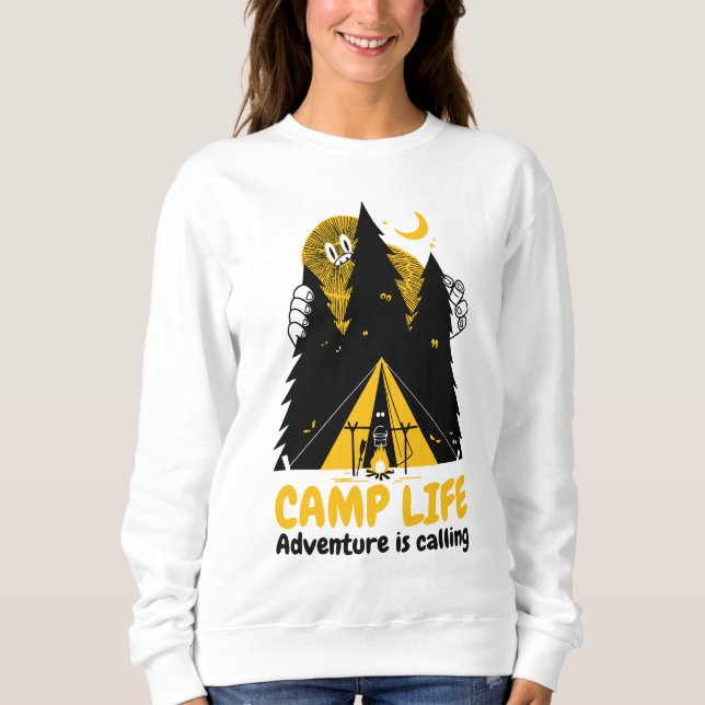 Funny Camping Monster – Camp Life Adventure Sweatshirt (Front)