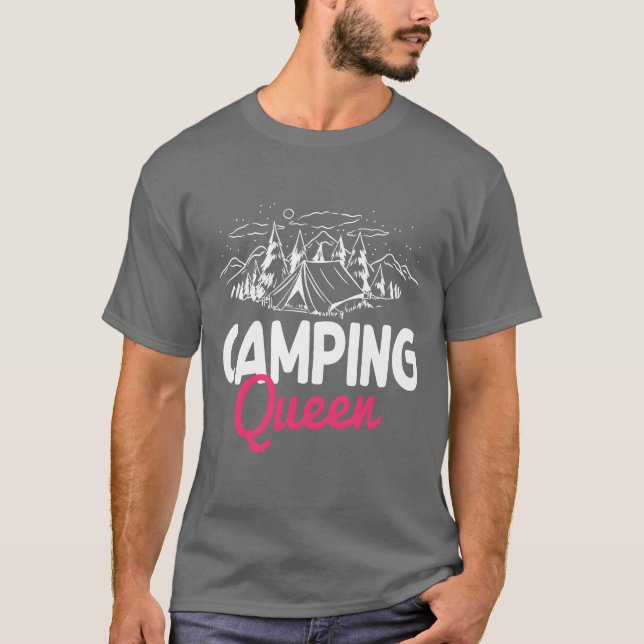 Funny Camping Queen Matching Design retro T-Shirt (Front)