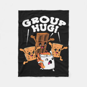 Funny Camping Smores Group Hug Marshmallow Chocola Fleece Blanket