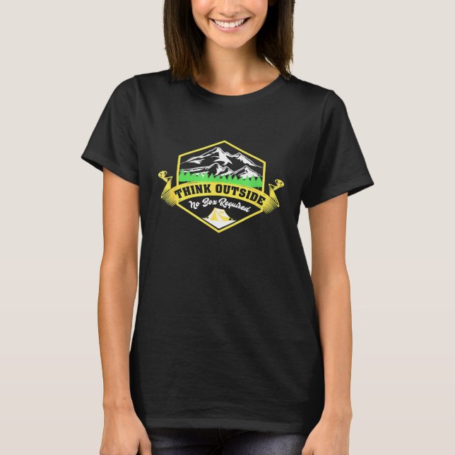 Funny Camping Think Outside No Box Required Shirt (Front)