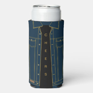 Funny Can Cooler Blue Jeans Jacket and Text Cheers