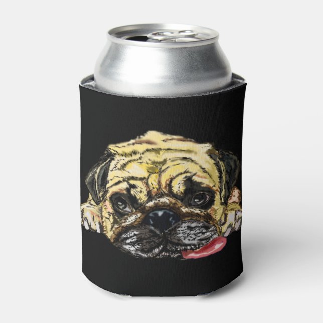 Funny Can Cooler with Pug Dog - Custom Colours (Can Front)