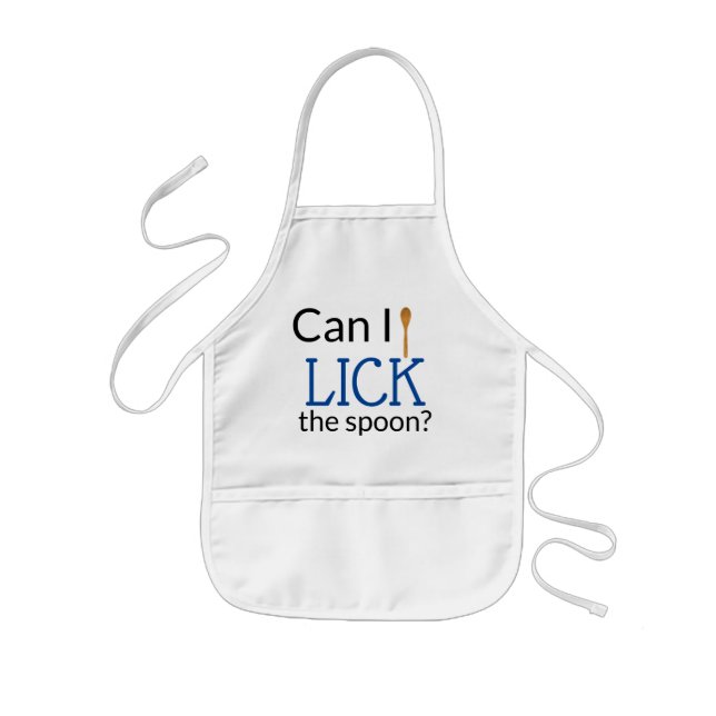 Funny Can I Lick the Spoon? Cute Kids Apron (Front)