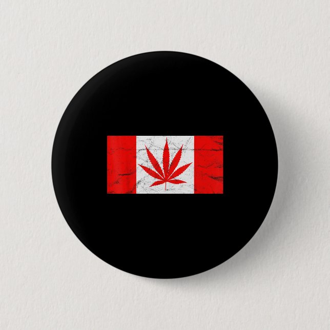 Funny Canada &amp; Weed Leaf! Canadian New Flag Jo 6 Cm Round Badge (Front)