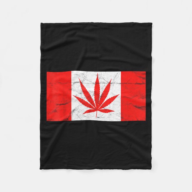 Funny Canada &amp; Weed Leaf! Canadian New Flag Jo Fleece Blanket (Front)