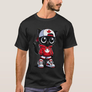 Funny Canada Day Cute Black Cat Canada Flag Kids G T-Shirt