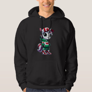 Funny Canada Day Cute Unicorn Canada Flag Kids Gir Hoodie