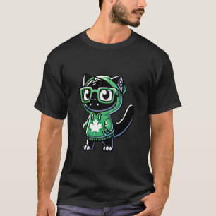 Funny Canada Day Kaiju Cat T-rex Canada Flag Kids  T-Shirt