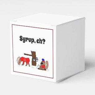 Funny Canada Moose and Beaver with Maple Syrup Favour Box
