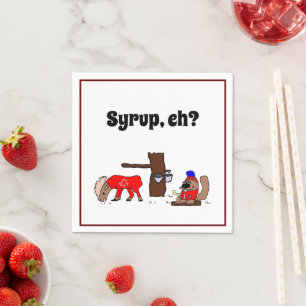 Funny Canada Moose and Beaver with Maple Syrup Napkin