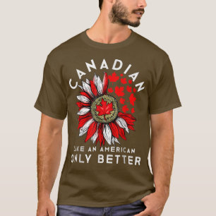 Funny Canadian America Canada Day Sunflower Maple  T-Shirt