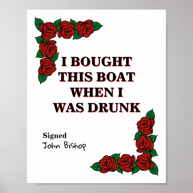 Funny Canal Narrowboat Drunk Quote Poster (Front)