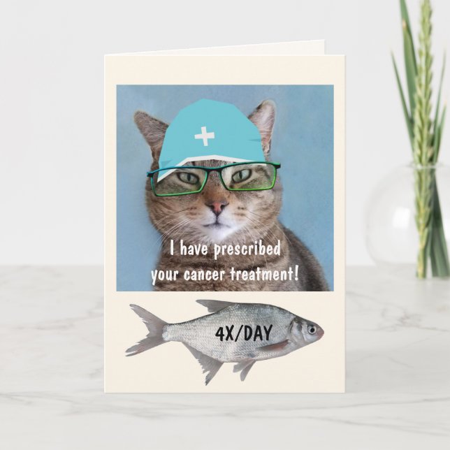 Funny Cancer Doctor Cat Card (Front)