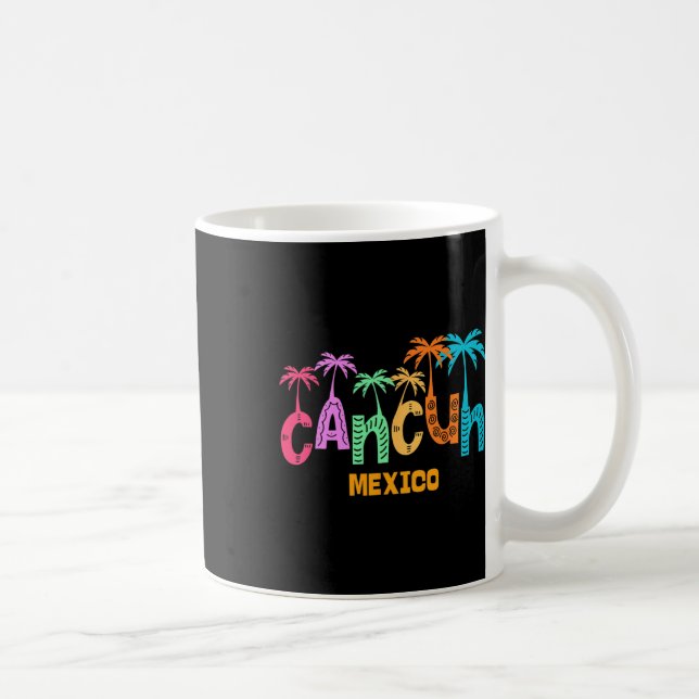 Funny Cancun Mexico Palm Tree Colourful Typography Coffee Mug (Right)