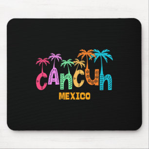 Funny Cancun Mexico Palm Tree Colourful Typography Mouse Pad