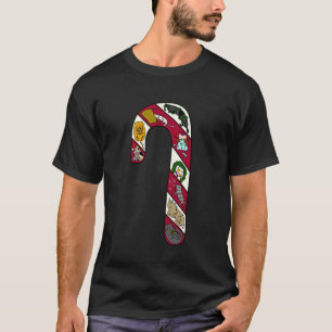 Funny Candy Cane Cat Collage Christmas T-Shirt